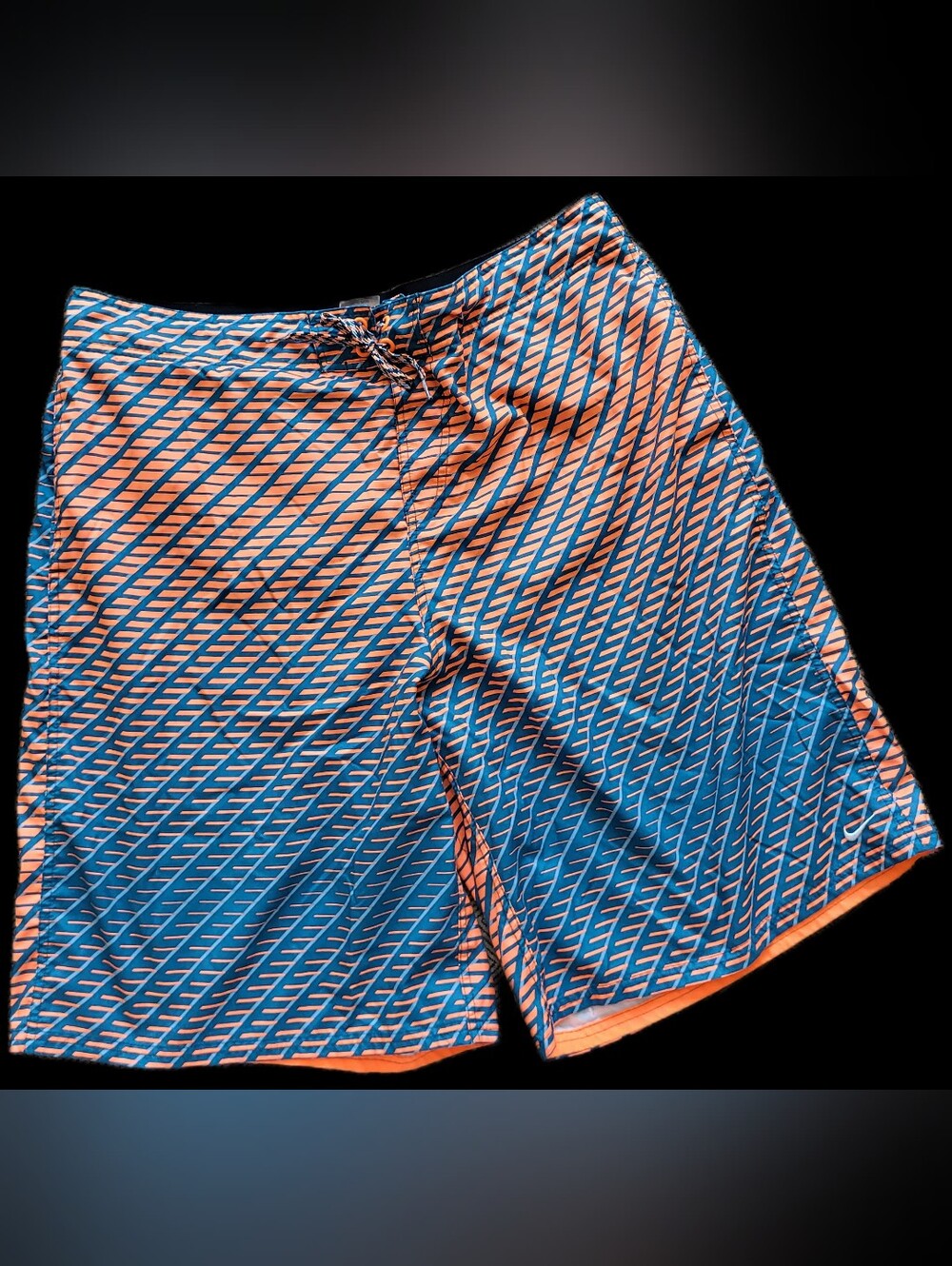 Men's Nike Teal and Orange Geometric Stripe Board Shorts Size XXL